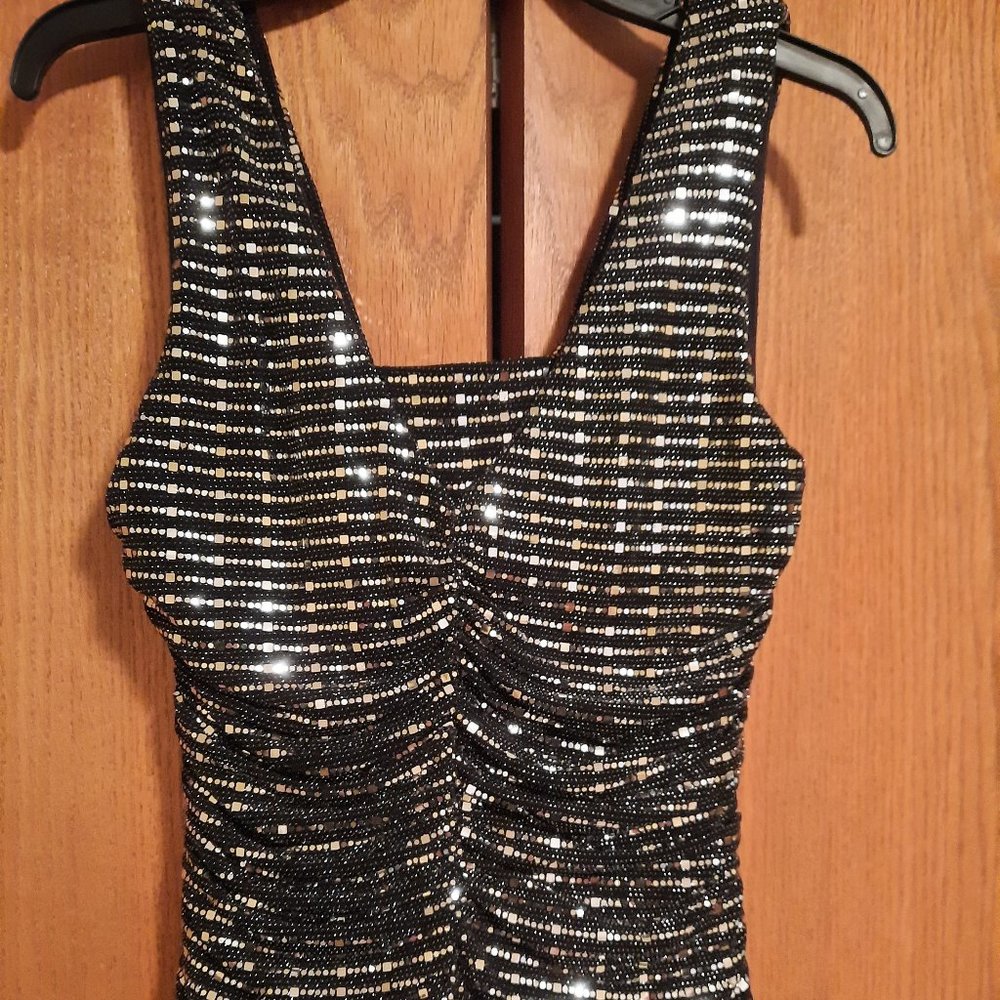 Black & Silver Long Formal Gown